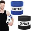 Aeaocvo 2 fasce da capitano per calcio, unisex, elastiche, regolabili, per allenamento di squadra, nero e blu