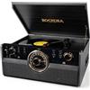 ROCKOLLA - Giradischi Vinili Bluetooth Portatile, 3 Velocità, 33/45/78 Giri, Vintage con Altoparlanti Incorporati, Riproduzione MP3, Dischi, Radio FM, Cassette, CD, USB e Schede SD (Vanguard Black)