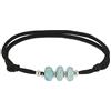 LES POULETTES JEWELS LES POULETTES BIJOUX - Bracciale Filo Nero e 3 Rondelle di Larimar e Due Perle Argento