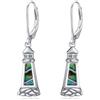 PARYFO Orecchini a forma di faro in argento sterling 925, orecchini a forma di faro rosso, abalone, conchiglia, orecchini a goccia, orecchini da viaggio, regalo in argento sterling, 17 mm, Argento