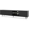 Selsey Mobile TV Mobile Porta TV Con Piedini Neri 175 cm A Doghe Con Illuminazione LED Nero Bello