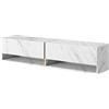 Selsey Mobile TV Sospeso Con 2 Ante 2 Cassetti Mobile Porta TV Per Soggiorno Camera Da Letto 140 cm Marmo Bianco Con Inserto Dorato Mirrgo