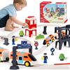 MOONTOY 37 Pezzi Set Treno Elettrico per Bambini, Vagoni Magnetici, Binari con Ponte e Segnaletica, Giocattolo Educativo Fai da Te, Regalo di Compleanno e Natale per Bambini e Bambine dai 3 Anni
