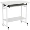 COSTWAY Scrivania con Ruote, Vassoio per Tastiera, Supporto per CPU e Ganci, Scrivania Moderna in Legno e Metallo per Salotto e Camera da Letto, 80 x 50 x 78 cm (Bianco)