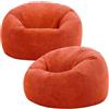 icon Kingston - Pouf a sacco in corda, color terracotta, arancione, set di 2, grande poltrona a sacco per adulti con imbottitura inclusa, comoda sedia, pouf, arredo per soggiorno e camera da letto
