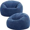 icon Kingston - Pouf a sacco in corda, set di 2 pezzi, grande poltrona a sacco per adulti con imbottitura inclusa, comoda sedia, pouf, poggiapiedi, mobili per soggiorno e camera da letto