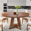 Estiliza Tavolo rotondo in legno per sala da pranzo, 120 x 120 x 75 cm, tavolo da pranzo marrone in stile rustico, con piano e gambe in legno, per cucina, soggiorno o sala da pranzo, adatto per 4 persone