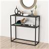 [en.casa] Tavolo a Consolle (AxLxP) 90 x 90 x 33,5 cm Mobile da Ingresso con 2 Piani di Appoggio in color Antracite