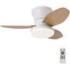 NVZHIDAI Lampadario con Ventilatore da Soffitto e Telecomando LED Silenzioso Ventola Soffitto con Luce Dimmerabile Reversibile Moderna Luce Plafoniera Ventilatore Smart per Camera da Letto, Bianco Legno||65cm