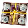 Hafeehoo Dätenky - Set di posate in ceramica per sushi, per 4 persone, con supporto per bacchette Blu