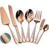 Xideman® Set di posate servire in acciaio inox 18/10 martellato, 7 pezzi, Posate da hostess con coltello da torta e paletta per torta (Rame)