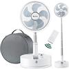 Marchpower Ventilatore a Piantana con Telecomando, Altezza Regolabile Pieghevole Ventilatore Portatile Silenzioso con Timer e Regolazione a 5 Velocità, 7200mAh Ventilatore da Tavolo Ruota e Rimuove