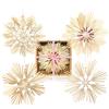 COM-FOUR® 4x stelle di paglia in un set misto, ciondolo di paglia | albero di Natale naturale appeso - decorazione natalizia - 18 cm