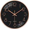 VIKMARI Orologio da Parete Silenzioso 25 cm Oro Nero a Pila Senza Ticchettio Quartz con Numeri 3D in Oro Orologio Analogico Decorativo per Camera da Letto Ufficio Bagno