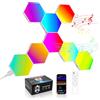 MeRGBW-Home 8 Pannelli LED Hexagon Luminoso, RGB Hexa Luci a Muro per Interni con APP, Cambia Colore a Ritmo di Musica, Lampade da Parete Esagonale per Gaming, Cameretta, Soggiorno, Sala Giochi