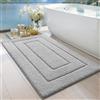 DEXI Tappeto Bagno 60 x 110 cm, Tappetino in Microfibra, Tappeti Assorbente Antiscivolo, Soffice Tappetini Doccia, Lavabile in Lavatrice, Grigio chiaro