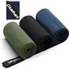 Qiusmart Set di 3 asciugamani in microfibra (30 x 50 cm): ad asciugatura rapida e compatta, per asciugamano da viaggio, asciugamano da bagno, fitness, telo mare e asciugamani sportivi (blu navy, nero, verde