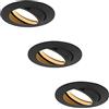 HCFEI 3x Faretto da incasso a LED nero, Dimmerabile, Orientabile, 230V 5W, foro incasso Ø 68 mm, angolo di diffusione di 120°, Bianco caldo 3000K