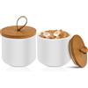 LEKEFETO Barattolo in ceramica con coperchio, 2 pezzi in ceramica, contenitore ermetico con coperchio in bambù sigillato, contenitore per alimenti per chicchi di caffè, zucchero, tè, spezie (bianco, 260 ml)