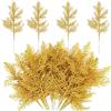 MWOOT 16 Pezzi Rami di Pino Artificiale Glitterate in Plastica, Finti Aghi di Pino Natalizio, Rami di Abete Oro per Fai Da Te Ghirlanda Albero di Natale Bouquet di Nozze Casa Giardino Decorazione
