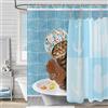 Hnmdmyi Tenda da doccia divertente gatto 120x200, bagno animale gattino tende da doccia carino bambini blu tenda vasca impermeabile poliestere tessuto lavabile tenda da bagno per il bagno con ganci