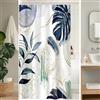 Uiiooazy Tenda Doccia Antimuffa, Tenda da Doccia 120x200cm Blu Navy Tropicale Foglie di Palma Giungla Tende de Bagno Tessuto Lavabile Impermeabile Poliestere Tende per Vasca da Bagno con 8 Anelli