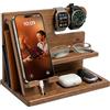 TESLYAR - Docking station per telefono in legno per uomo, organizer da scrivania o da comodino, regalo di compleanno per uomini, papà, idea di anniversario della moglie - portachiavi, supporto