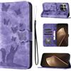 LSPCASA Cover per Xiaomi 15T Pro Custodia Cover Premium Pelle PU Portafoglio a Libro Flip Case Con Slot Per Schede e Funzione Supporto Gatto farfalla Case per Xiaomi 15T Pro Viola