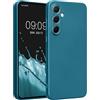 kwmobile Custodia Compatibile con Samsung Galaxy A55 5G Cover - Protezione Back Case Morbida - Silicone TPU Effetto Metallizzato Blu Caraibi metalizzato
