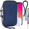 Pwsap Custodia in Neoprene con Cerniera per Smartphone,Universali Astuccio Portacellulare a Sacchetto Borsa Verticale impermeabile Custodia per Telefono con Cordino e Moschettone for iPhone,Samsung,Blu,L