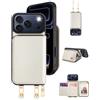 OCASE Custodia Portafoglio per iPhone 17 Pro Max, Custodia in Pelle con Cerniera, Porta Carte con Blocco RFID, con Tra Collo Regolabile Rimovibile, Antiurto Cover per iPhone 17 Pro Max, Avorio