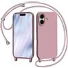 AOMYKE Cover per iPhone 17 con Cordino, Custodia con Laccio Collana Tracolla Collo Liquido Silicone Antiurto TPU Antiurto AntiGraffio Case - Rosa