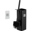 Relaxdays Scopino Bagno WC, Portascopino da Parete, Spazzolone con Contenitore, Set Toilette 36,5x9,5x10,5 cm, Nero