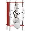 Hermle Orologio da tavolo scheletro con colonne in alluminio anodizzato - trapezio 23036-360721, quadrante arabo, vetro rosso, fabbrica nichelata, 19,5 cm x 11 cm x 9 cm