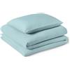 Amazon Basics Set Copripiumino Singolo in Microfibra Spazzolata, Extra Morbido con Trama Naturale, 2 Pezzi, copripiumino da 135 x 200 cm e 2 federe da 50 x 80 cm, Blu