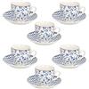 Tognana, Confezione 6 tazze the con piatto Cc 200 Cottage, New Bone China, Blu