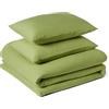 Amazon Basics Set Copripiumino Matrimoniale in Microfibra Spazzolata, Extra Morbido con Trama Naturale, 3 Pezzi, copripiumino da 240 x 220 cm e 2 federe da 50 x 80 cm, Verde