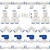 CESFONJER Raccordo Filtro Acqua Ad Osmosi Inversa, Raccordi a pressione - by The Water Filter Men Set Pack of 20 (Y + T + I + L Tipo Combo + Valvola di intercettazione)
