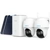 Reolink Kit Telecamere Wi-Fi Esterno Senza Fili 2K con Pannello Solare, Rilevamento Persone Veicoli, 360° PTZ, Visione Notturna, Archiviazione Locale, Nessun Abbonamento, 2 Argus PT Lite + Home Hub