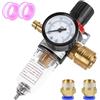 Ruikdly Riduttore di Pressione Aria compressa, separatore d'Acqua Aria compressa regolatore di Pressione Filtro Aria da 1/4 Pollici con separatore d'Acqua e attacchi rapidi, Riduttore di Pressione co