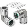 Bwintech 2 pezzi 6 mm 90 gradi gomito spingere per collegare Fitttog pneumatico, 2 vie statoless Quick Release PV aria Ltoe Adapter