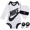 Nike Completo Set Body Cappello Calzini Bambino Bianco