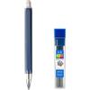 MROOFUL Portamatite meccanici in 5 colori da 4,0 mm con 4 mine 2B4B6B8B, embrague meccanico da 5,6 mm, grafite per disegno e scrittura (blu)