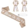 Goktvai Fascia per Baby Shower Set, Fascia Futura Mamma Spilla per Futuro Papà Bouquet Regalo Rivelazione del Sesso del Bambino Decorazione Baby Shower Accessori Foto for Futuri Genitori (Marrone)