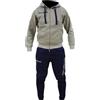 Perseo Sport Tuta Uomo Cotone Felpato Cappuccio Modello PSLF33-21 (IT, Testo, XL, Regular, Regular, Grigio/Blu)