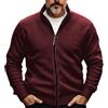 Generisch Maglione da uomo primaverile con cerniera, cardigan grossolano, maglia a coste, tasche corte, a maglia, blocco di colore, colletto alto, caldo-up, moderno, contemporaneo, Colore: rosso, M