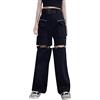 Generico Pantaloni Cargo tascabili da Donna Leggings da Cravatta Larghi con Design alla Moda in Vita Elastica Pantaloni A Quadri (Black, S)