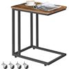 VASAGLE Tavolino da Letto con Ruote, Tavolino Mobile da Salotto, Comodino, Carrello, Soggiorno Camera da Letto, Struttura in Acciaio, Montaggio Facile, Marrone Vintage e Nero LNT50X