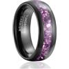 SOXEMAN Fascia Nuziale Donna Aurora - Anello in Tungsteno Nero Larghezza 8mm con Intarsio Viola Effetto Cristallo (Misura USA) | 8mm, Viola | Misura USA 10 (62,2 mm)