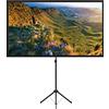 excelimage Schermo proiettore con treppiede, portatile da 80 pollici, 16:9, 4K HD, tela di proiezione leggera e compatta, montaggio in 2 minuti, ideale per home theatre, film all'interno e esterno